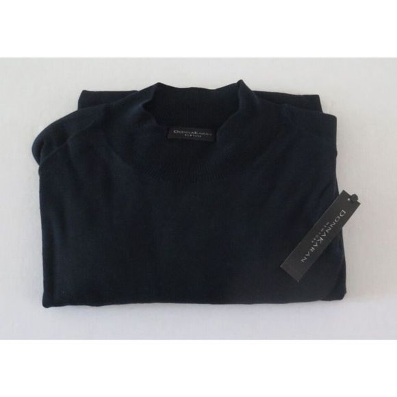 Donna Karan C9860314 Womens Sz M Black Cotton/Rayon Blend Mock Neck Sweater $135 - Picture 3 of 7